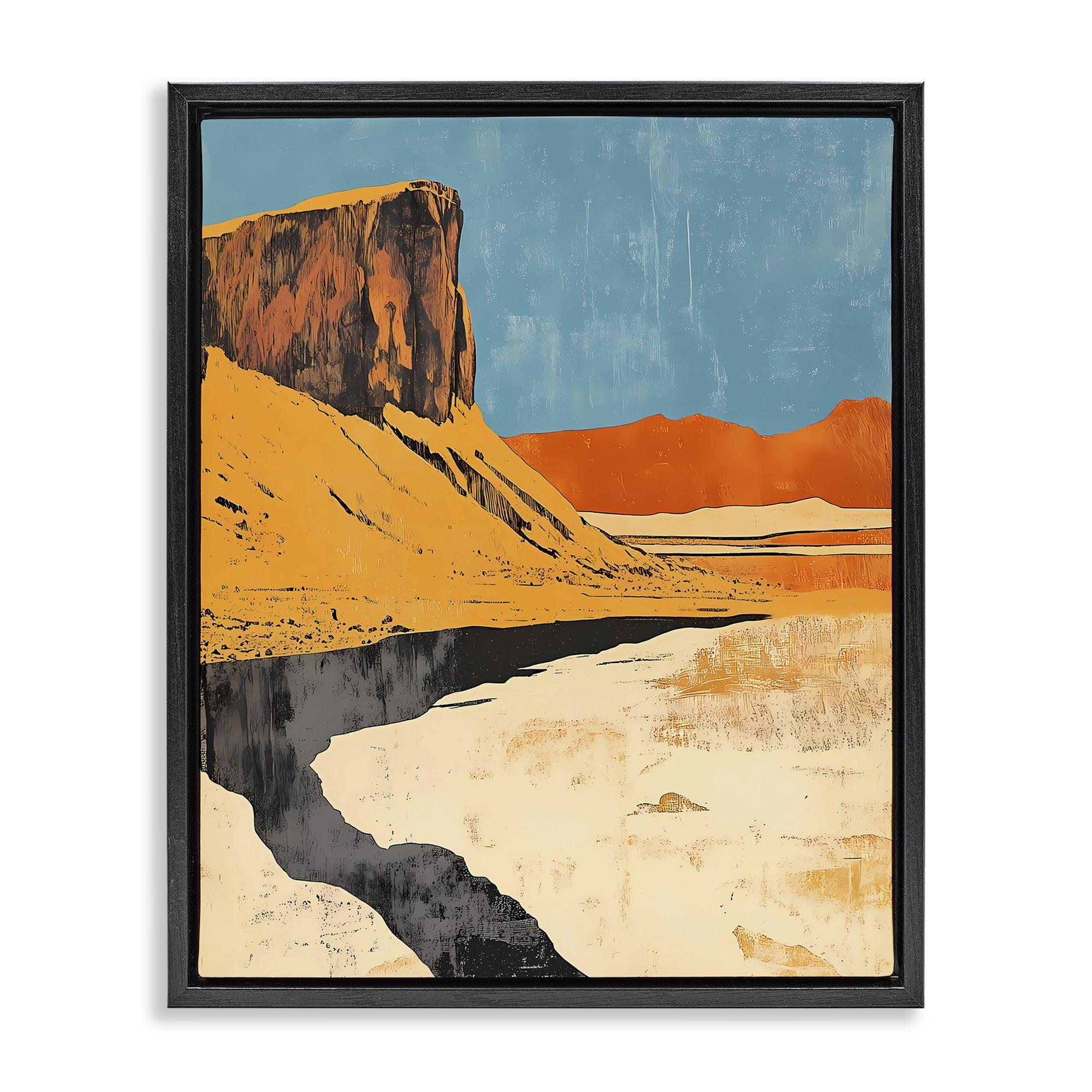 Stupell Industries Canyon Pass Pathway Black Framed Floater Canvas Wall Art, design by Walker Noble