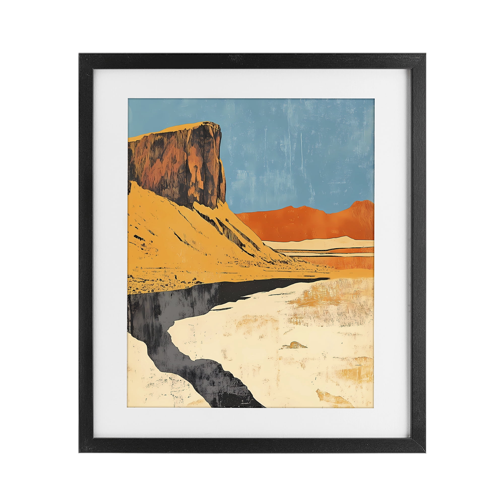 Stupell Industries Canyon Pass Pathway Black Framed Print Under Glass, design by Walker Noble