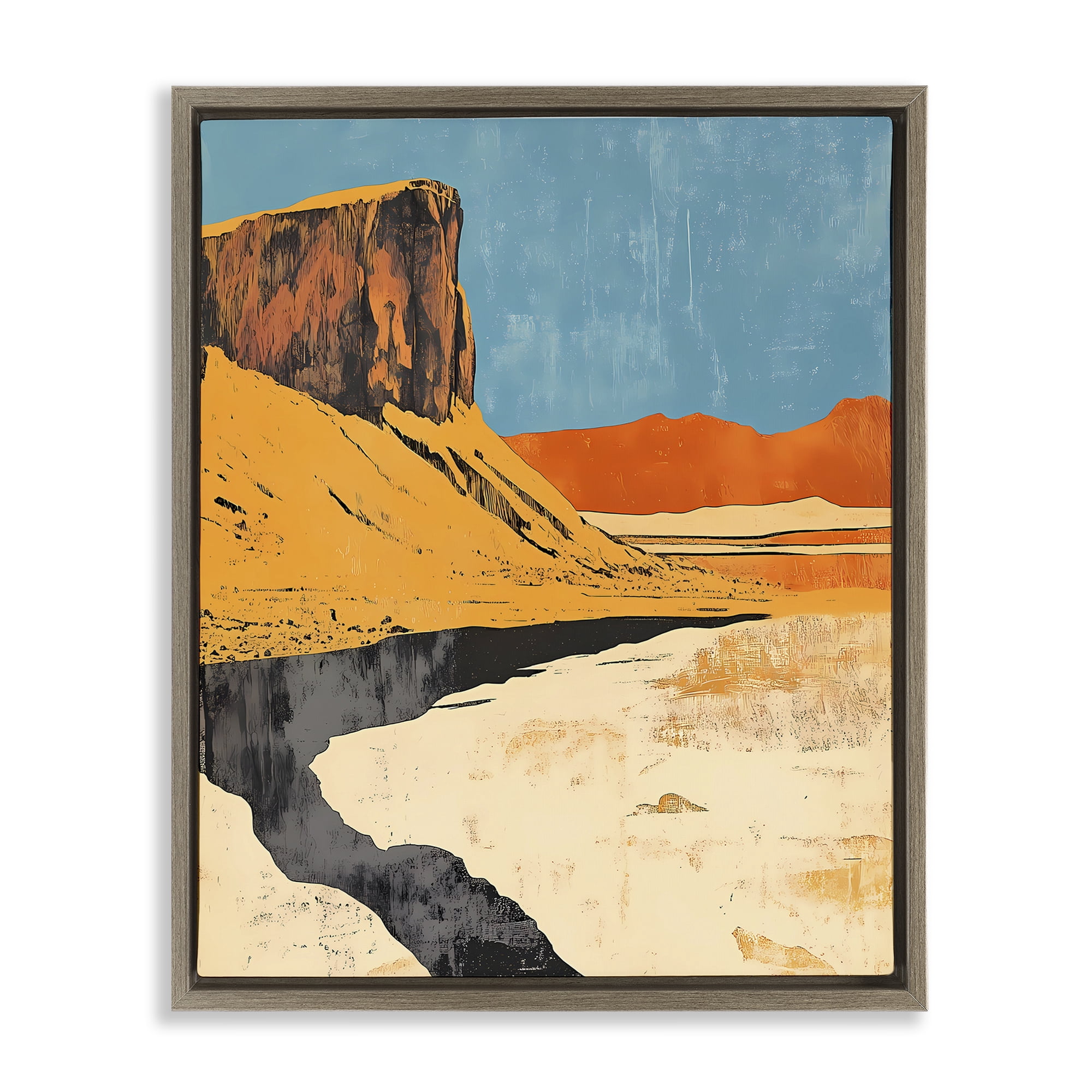 Stupell Industries Canyon Pass Pathway Brown Framed Floater Canvas Wall Art, design by Walker Noble