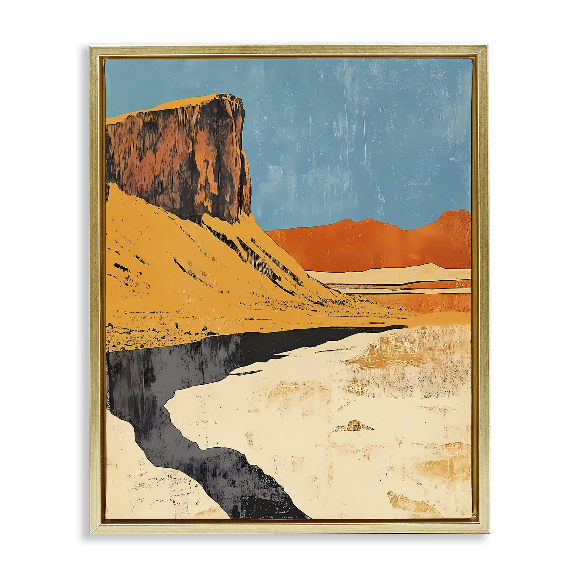 Stupell Industries Canyon Pass Pathway Gold Framed Floater Canvas Wall Art, design by Walker Noble