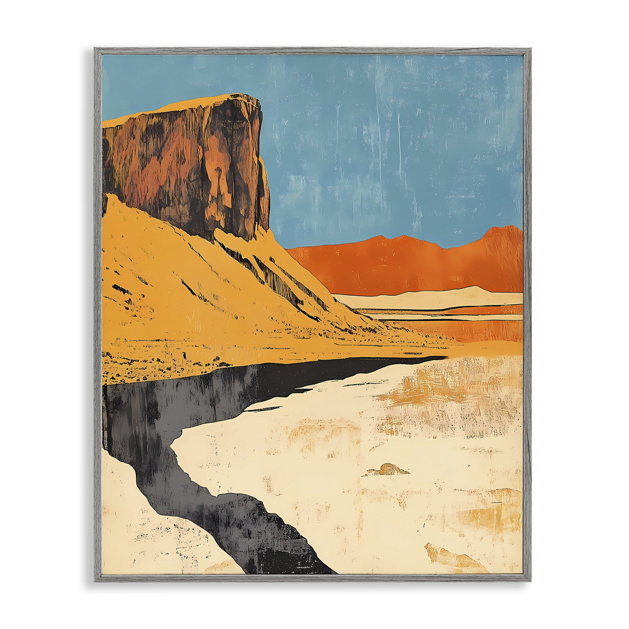 Stupell Industries Canyon Pass Pathway Gray Framed Giclee Art, design by Walker Noble