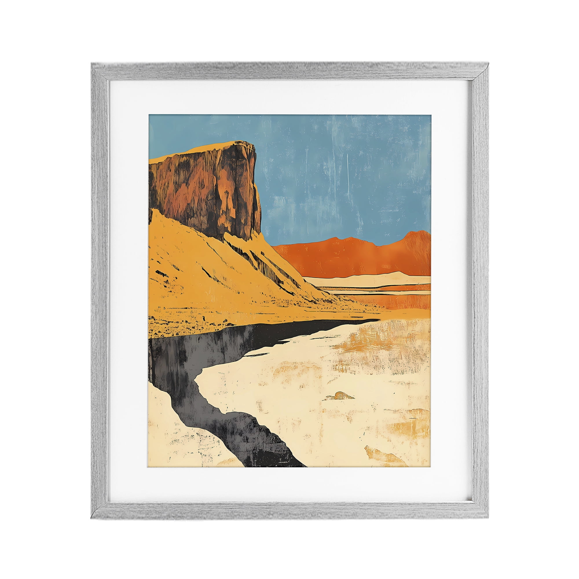 Stupell Industries Canyon Pass Pathway Gray Framed Print Under Glass, design by Walker Noble