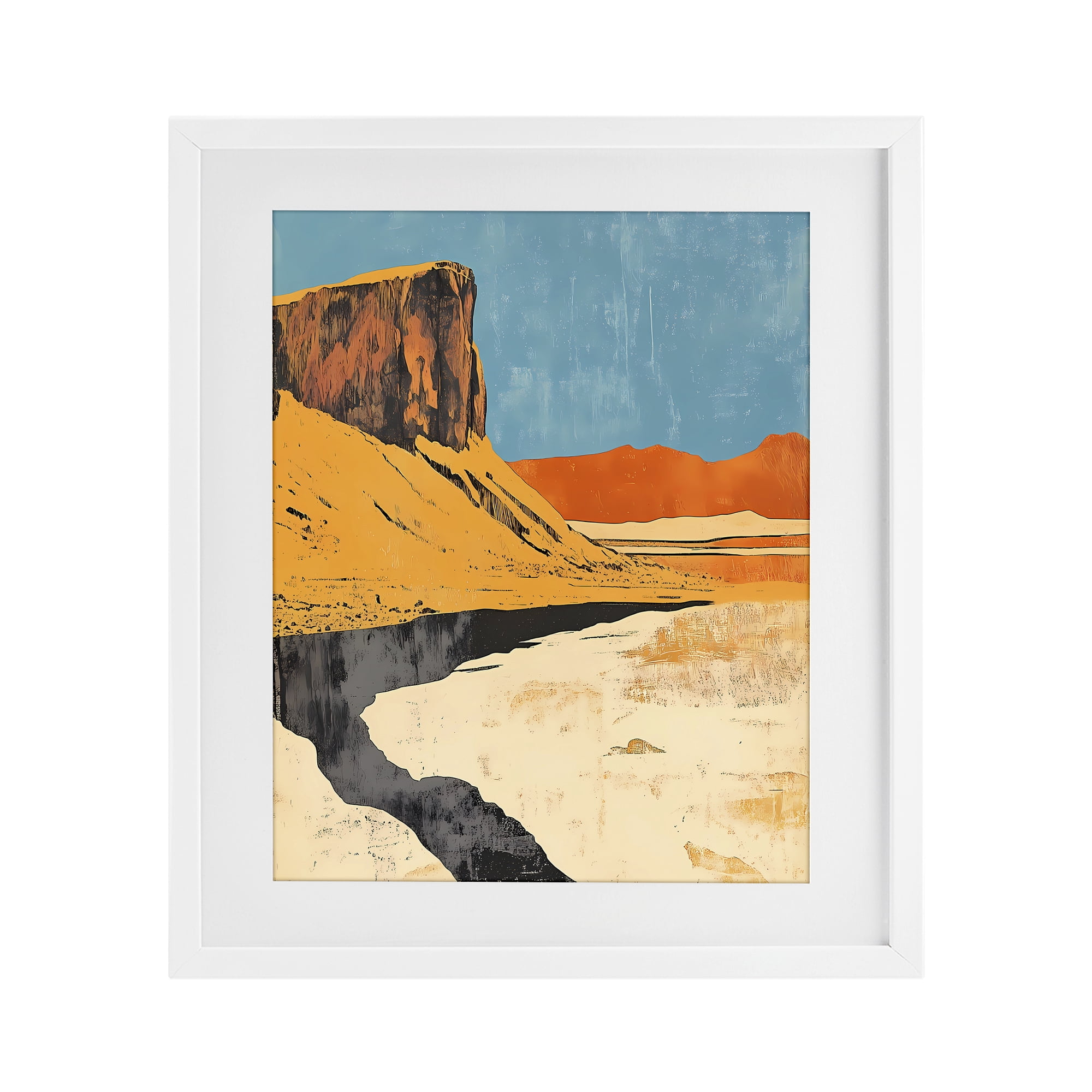 Stupell Industries Canyon Pass Pathway White Framed Print Under Glass, design by Walker Noble