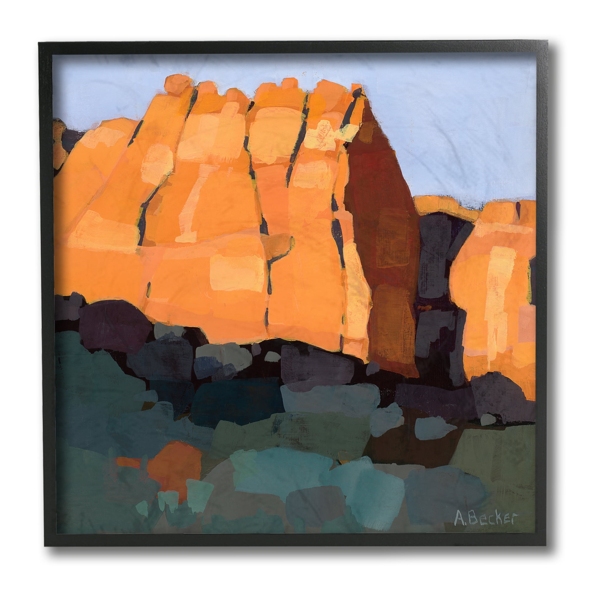 Stupell Industries Canyon Side Abstract Landscape Southwestern Mountains Black Framed, 12 x 12, Design by Anne Becker