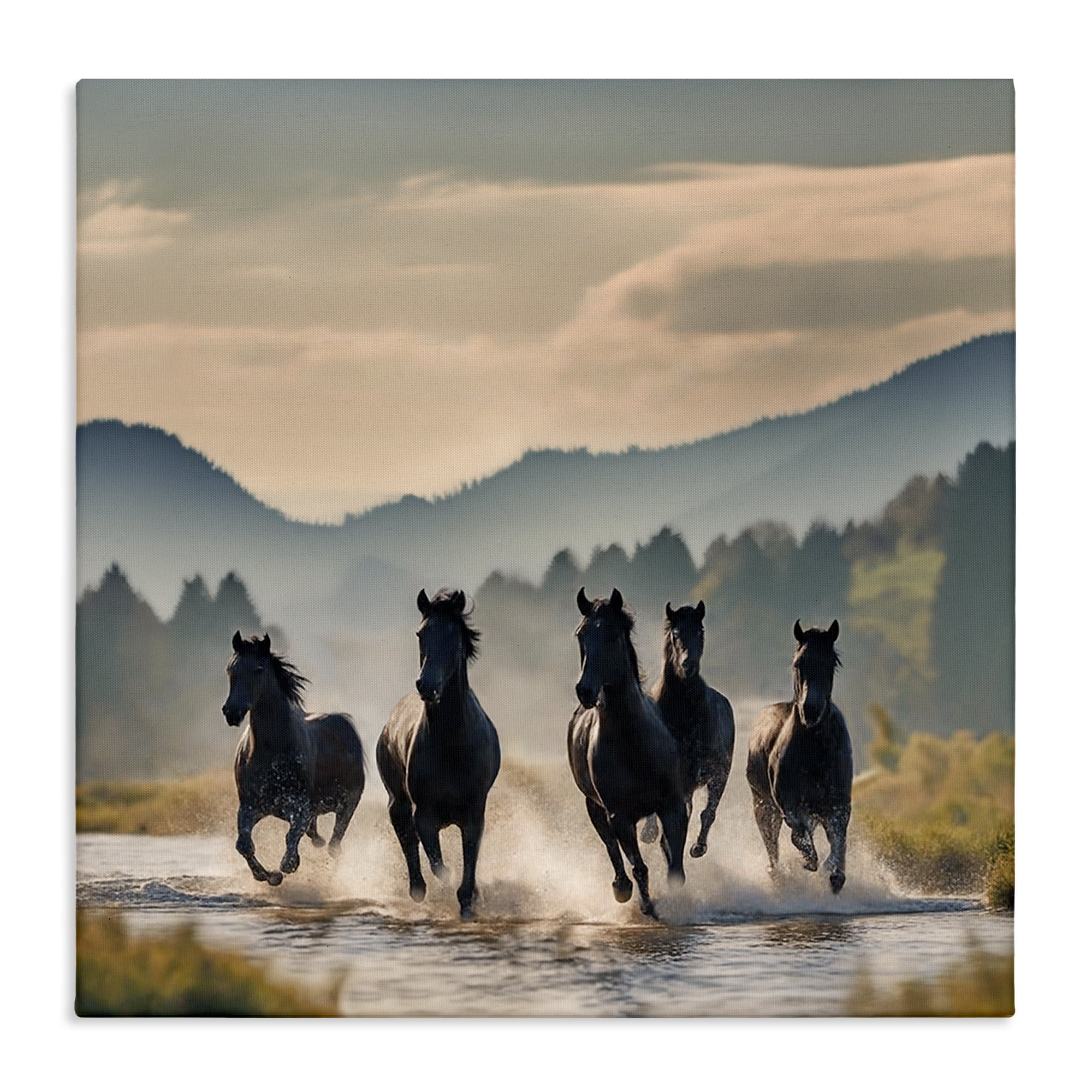 Stupell Industries Canyon Stallions Trotting Animals Painting Wrapped Canvas Art Print Wall Art, 30 x 30