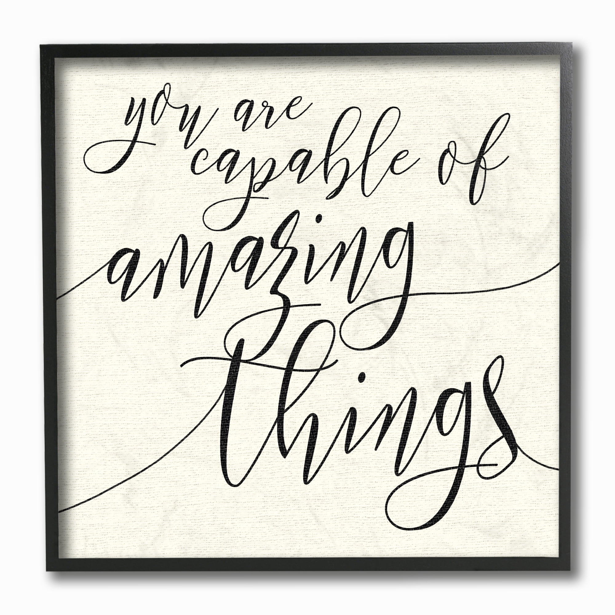 Stupell Industries Capable of Amazing Things Inspirational Painting Black Framed Art Print Wall Art, 12 x 12