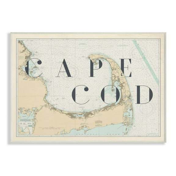 Stupell Industries Cape Cod Beach Vintage Map Word Design Wall Plaque by Daphne Polselli