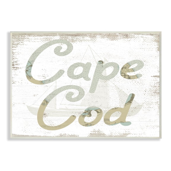 Stupell Industries Cape Cod Coast Beach Map Textured Paint Word Design Wall Plaque by Daphne Polselli