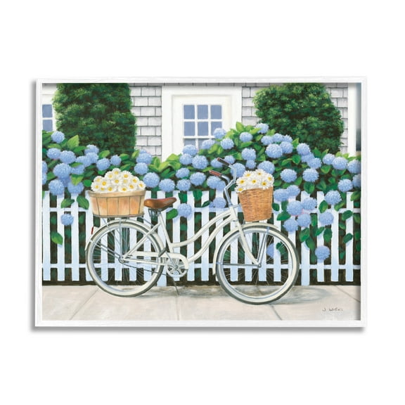 Stupell Industries Cape Cod Daisy Bike Painting Framed Art Print Wall Art, 14x11, By Wild Apple Portfolio