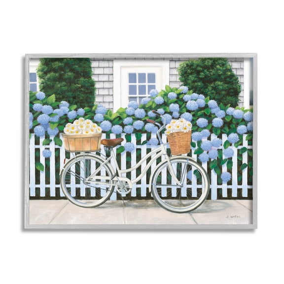Stupell Industries Cape Cod Daisy Bike Painting Framed Art Print Wall Art, 30x24, By Wild Apple Portfolio
