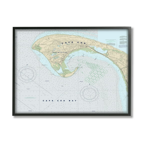 Stupell Industries Cape Cod Massachusetts Cartography Traditional Nautical Map, 24 x 30, Designed by Daphne Polselli
