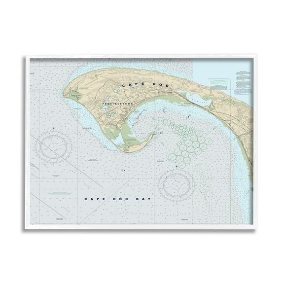 Stupell Industries Cape Cod Massachusetts Cartography Traditional Nautical Map, 24 x 30, Designed by Daphne Polselli