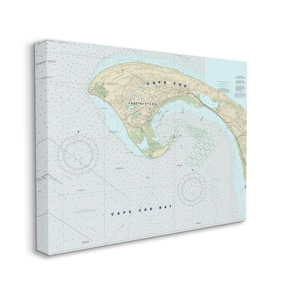 Stupell Industries Cape Cod Massachusetts Cartography Traditional Nautical Map, 36 x 48, Designed by Daphne Polselli