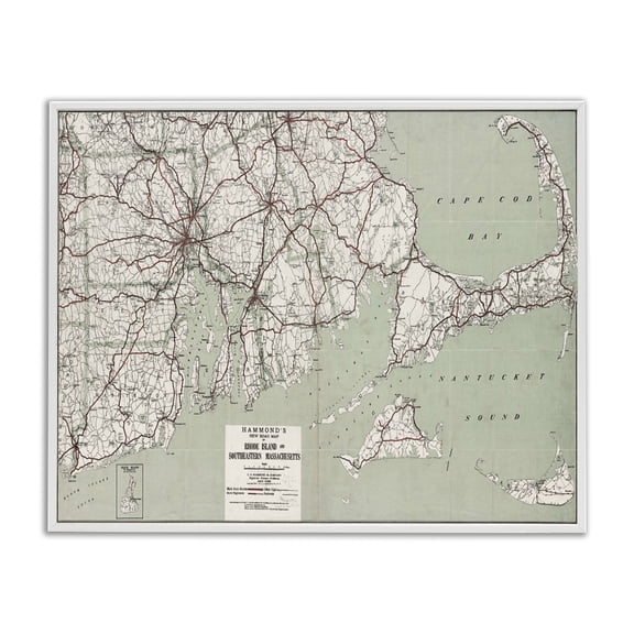 Stupell Industries Cape Cod & RI Map Cities & Countries Painting White Framed Art Print Wall Art, 14 x 11
