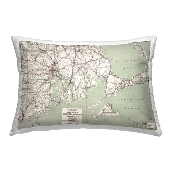 Stupell Industries Cape Cod & RI Map Decorative Printed Throw Pillow Design by Graffitee Studios.