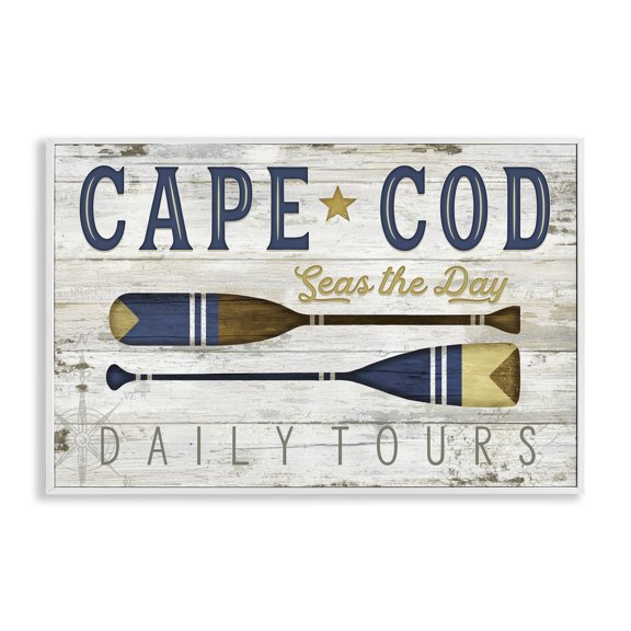 Stupell Industries Cape Cod Rustic Ores Advertisements Painting White Framed Art Print Wall Art, 24 x 16