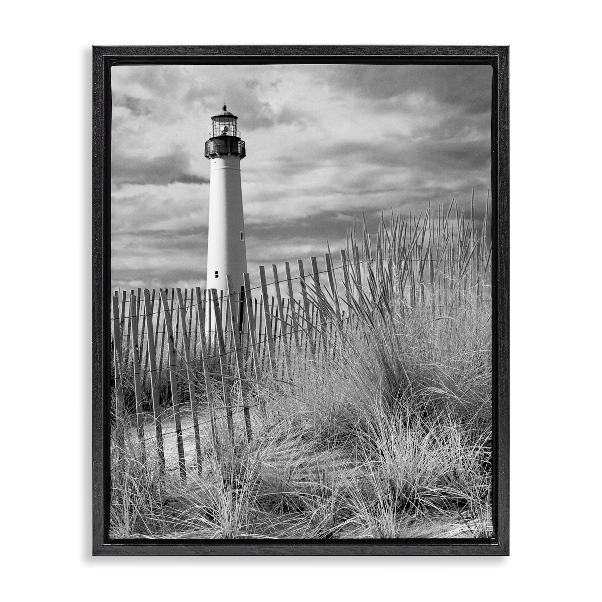 Stupell Industries Cape May Lighthouse View Black Framed Floater Canvas Wall Art, design by MJ Photography