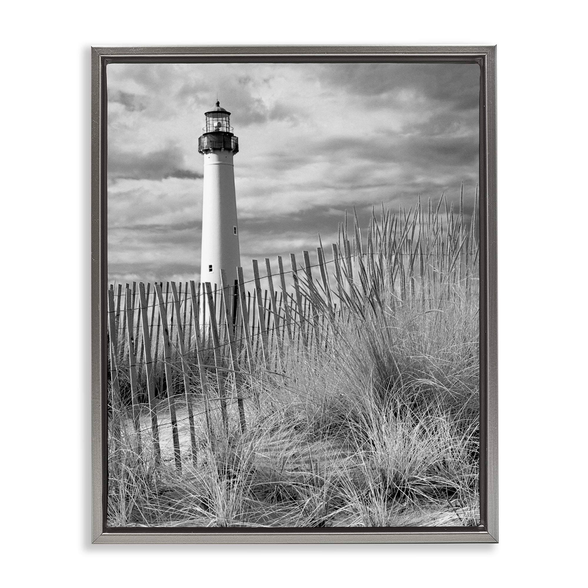 Stupell Industries Cape May Lighthouse View Gray Framed Floater Canvas Wall Art, design by MJ Photography