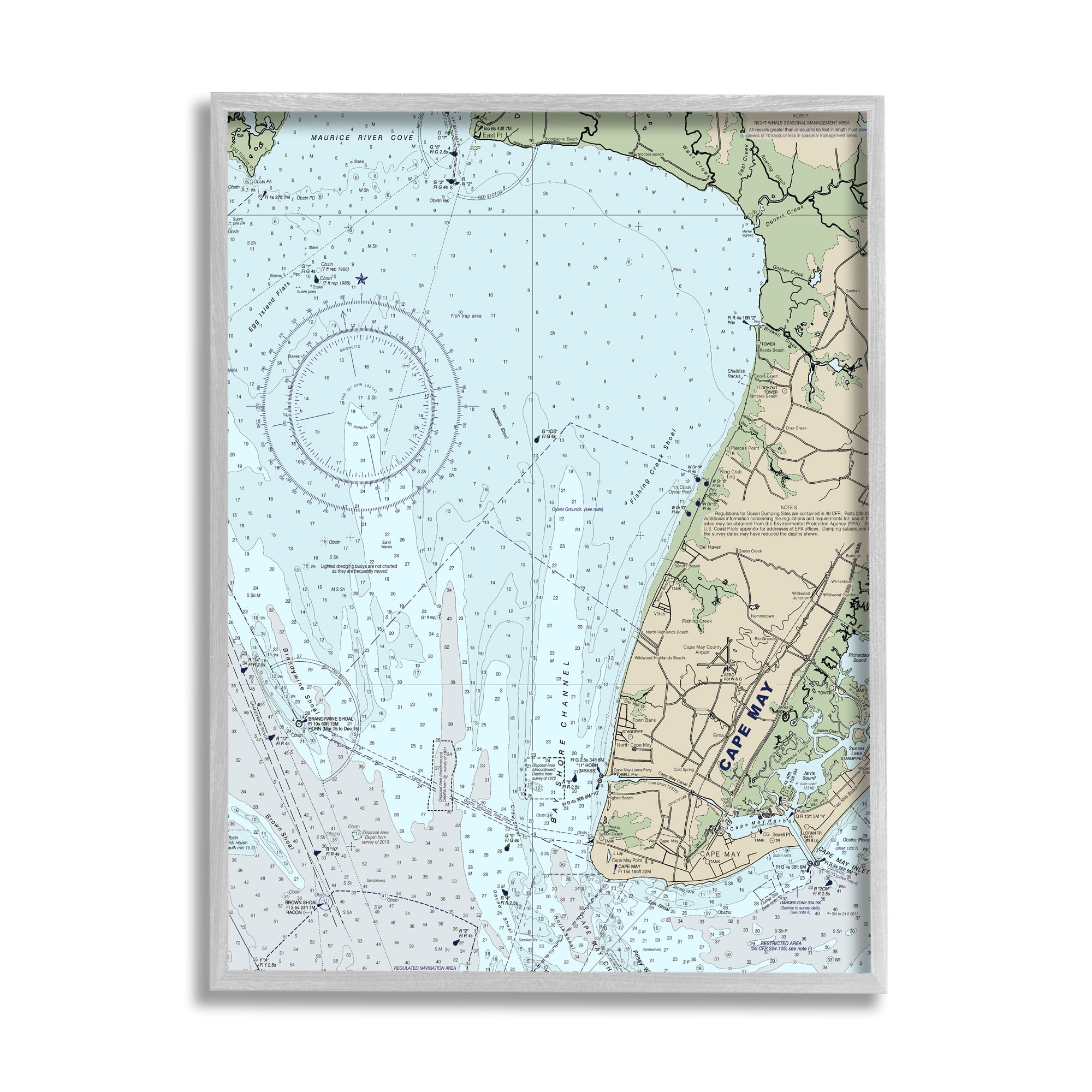 Stupell Industries Cape May New Jersey Nautical Map Traditional Cartography, 16 x 20, Designed by Daphne Polselli