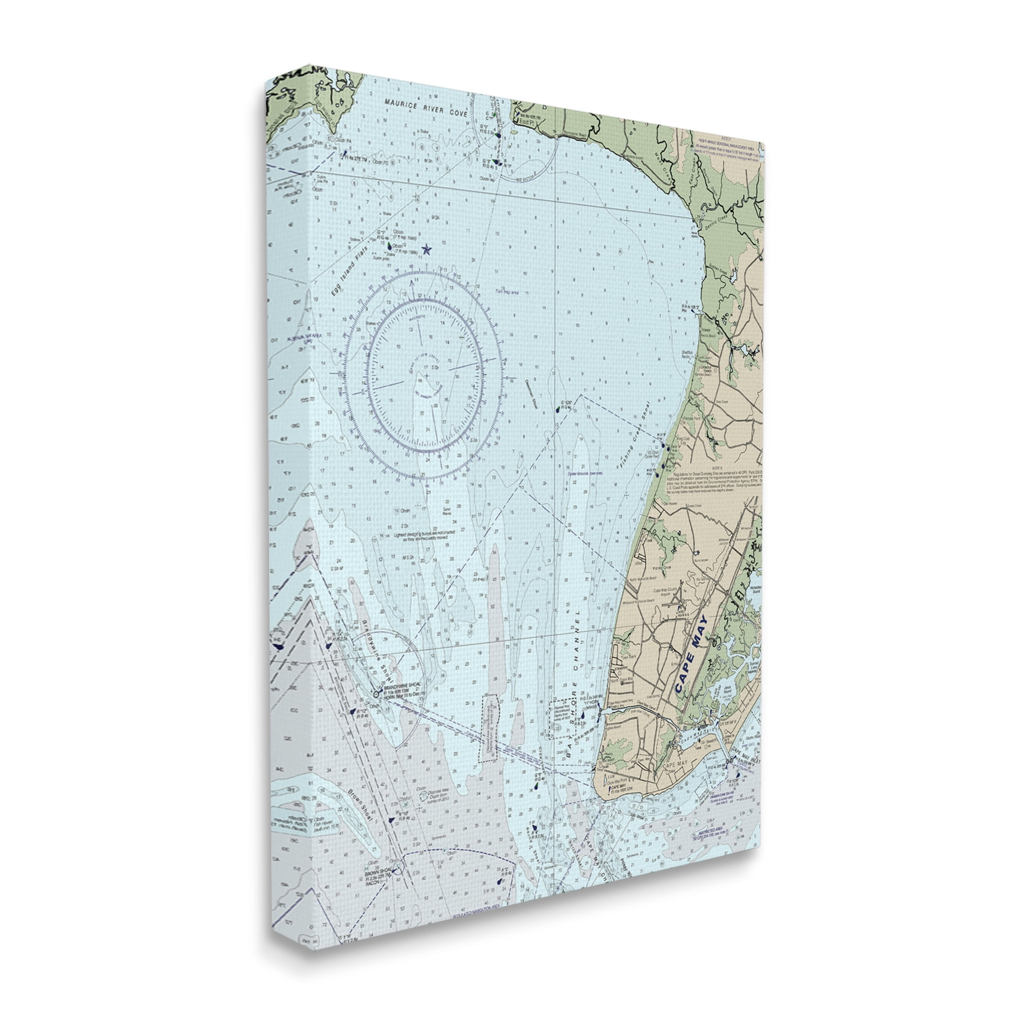 Stupell Industries Cape May New Jersey Nautical Map Traditional Cartography, 16 x 20, Designed by Daphne Polselli