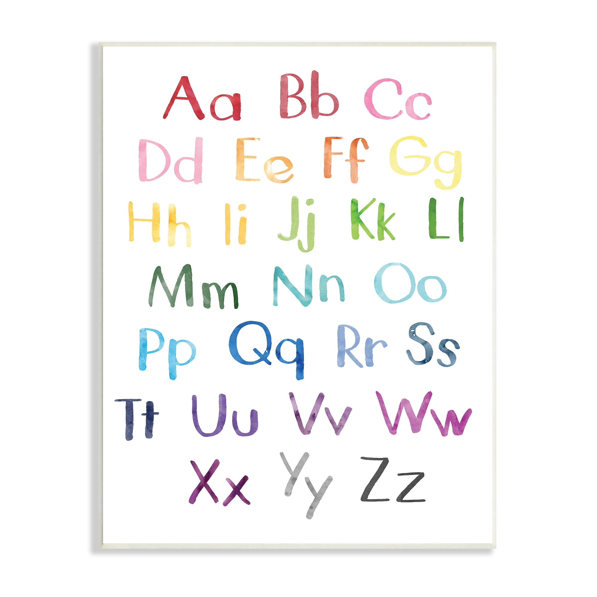 Stupell Industries Capital and Lowercase Alphabet Letters Rainbow ABC Art for Kids Painting Unframed Art Print Wall Art, 13 x 19