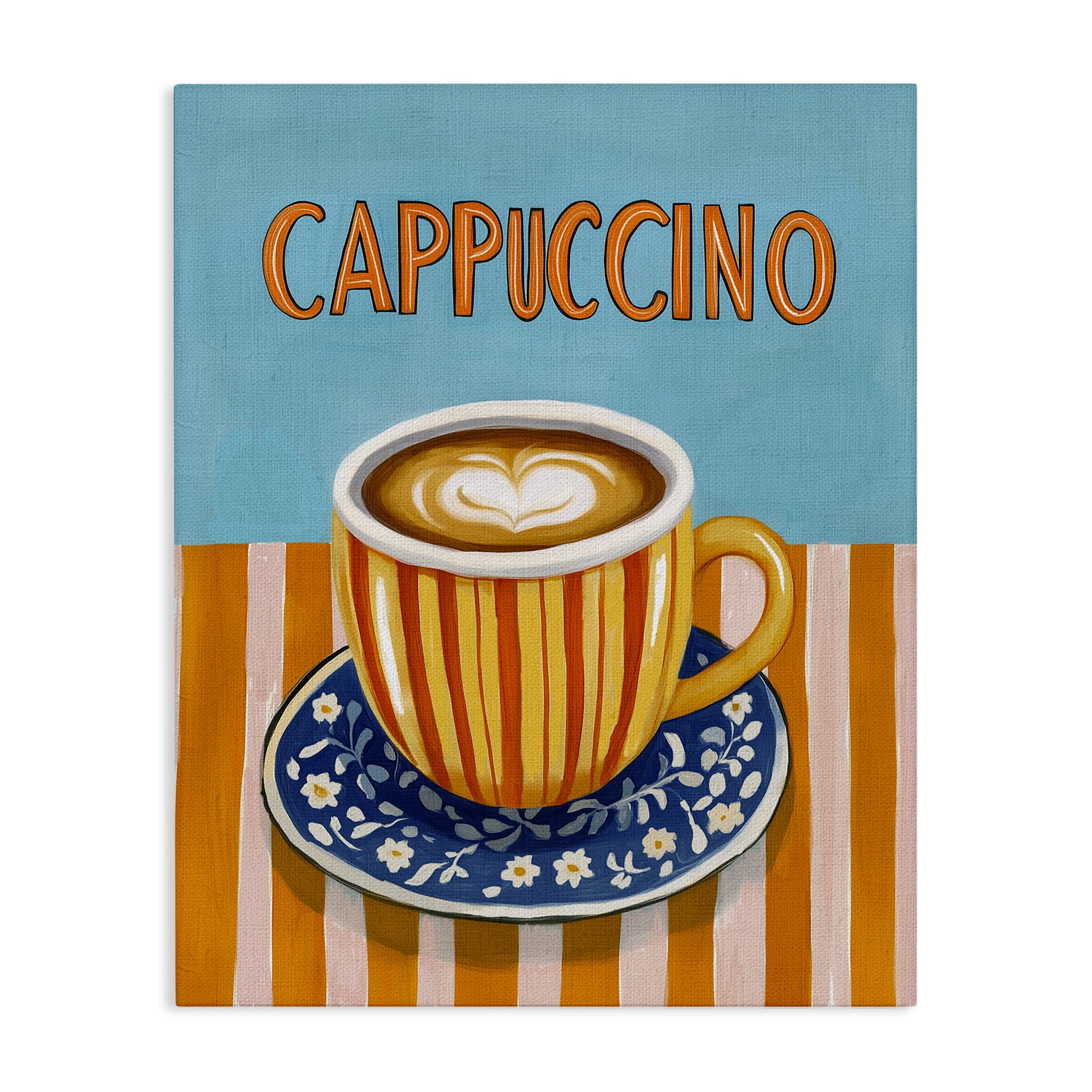 Stupell Industries Cappuccino Stripes Blue & Orange Canvas Wall Art, design by Yen