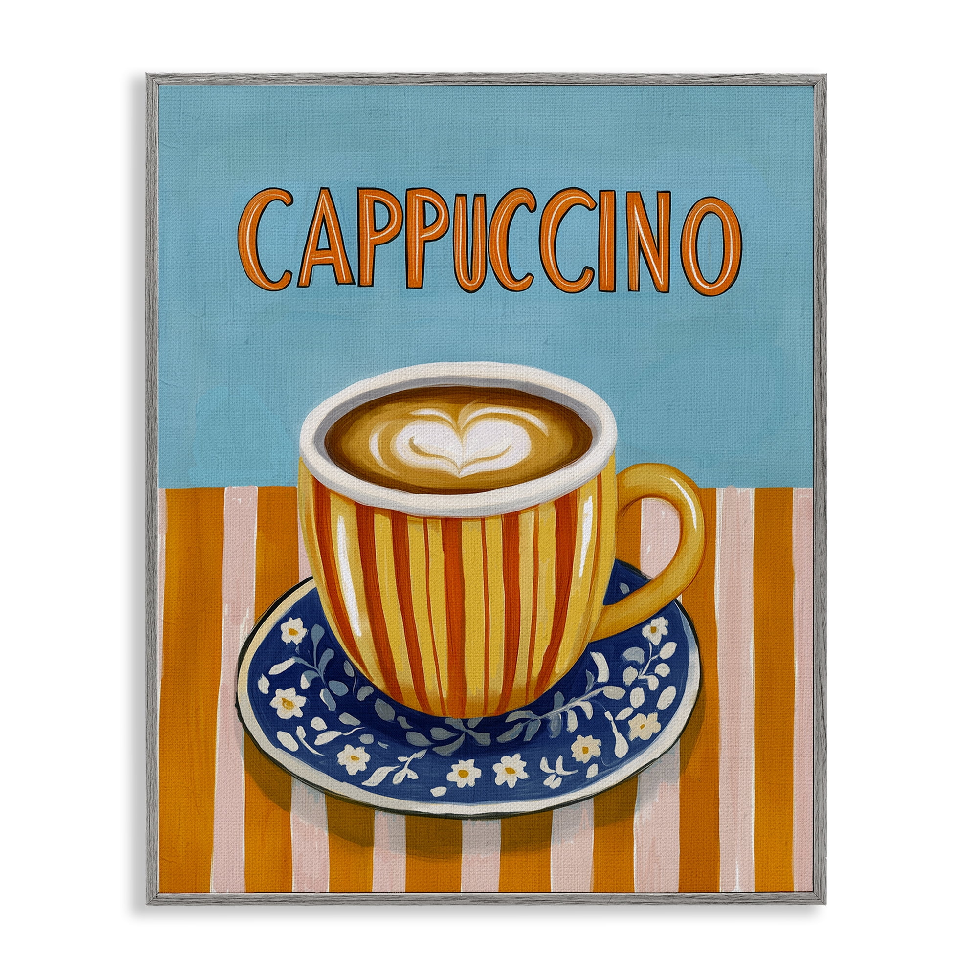 Stupell Industries Cappuccino Stripes Blue & Orange Gray Framed Giclee Art, design by Yen