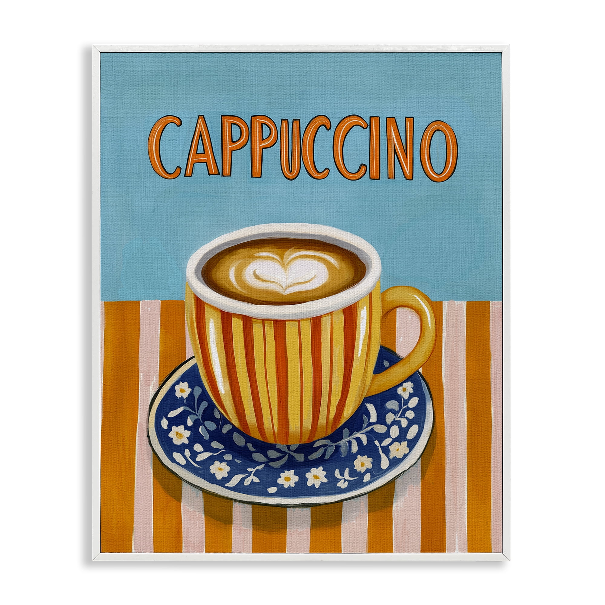 Stupell Industries Cappuccino Stripes Blue & Orange White Framed Giclee Art, design by Yen