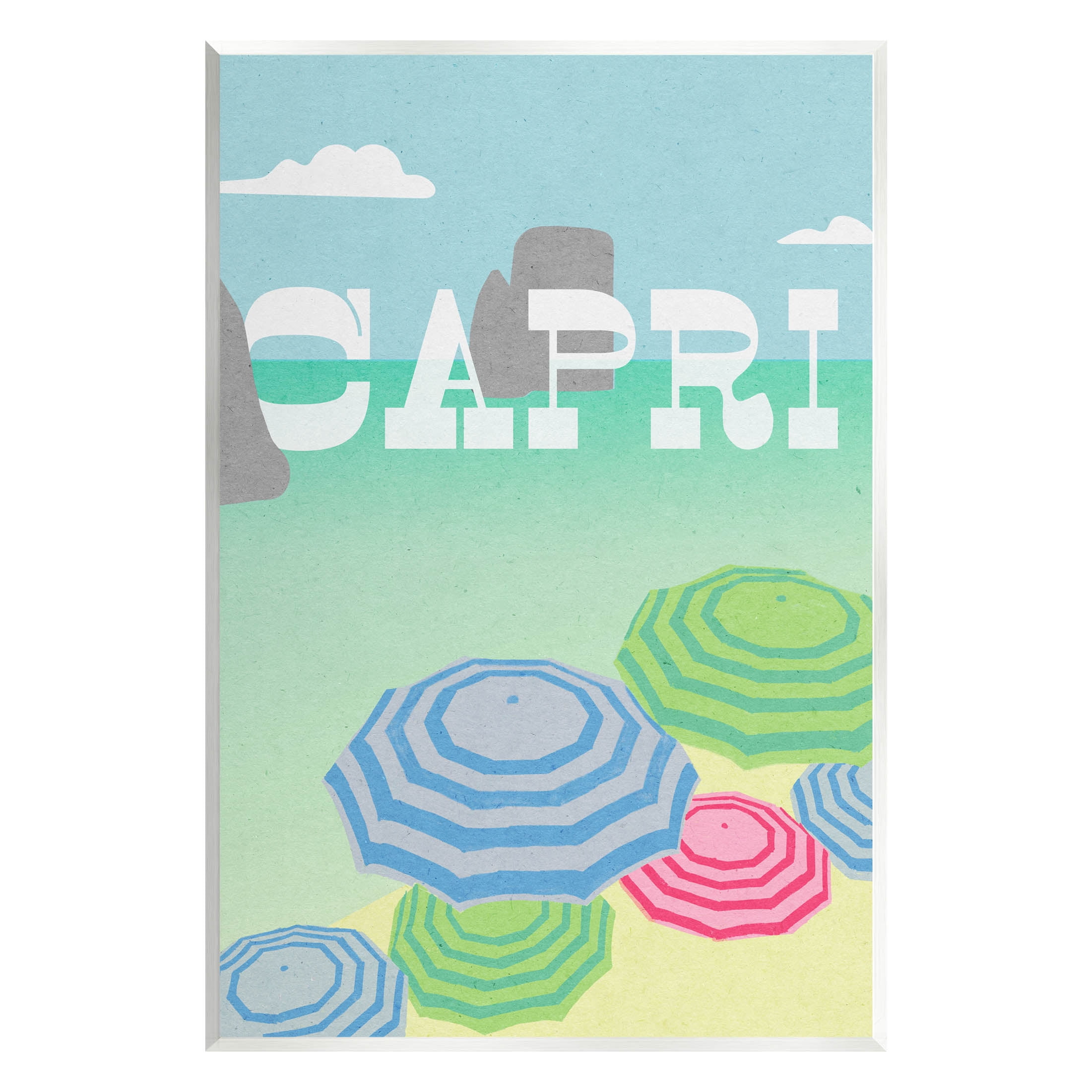 Stupell Industries Capri Beach Shore Umbrellas Graphic Art Unframed Art Print Wall Art, Design by Lil' Rue