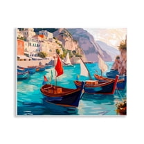 Stupell Industries Capri Boat Marina View Nautical & Beach Painting Unframed Art Print Wall Art, 14 x 11