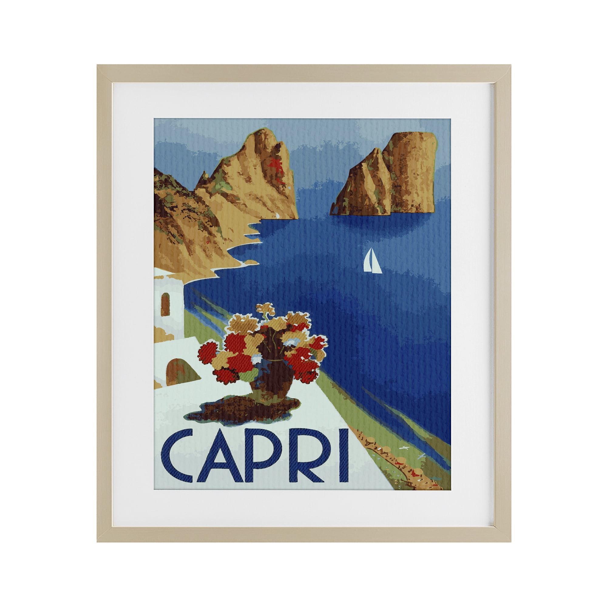Stupell Industries Capri Island Cliffs Birch Framed Print Under Glass, design by Lil' Rue