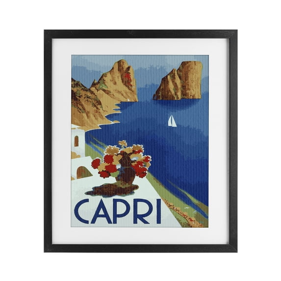 Stupell Industries Coastal Capri Island Cliffs Black Framed Print Under Glass, 13 x 16, by Lil' Rue