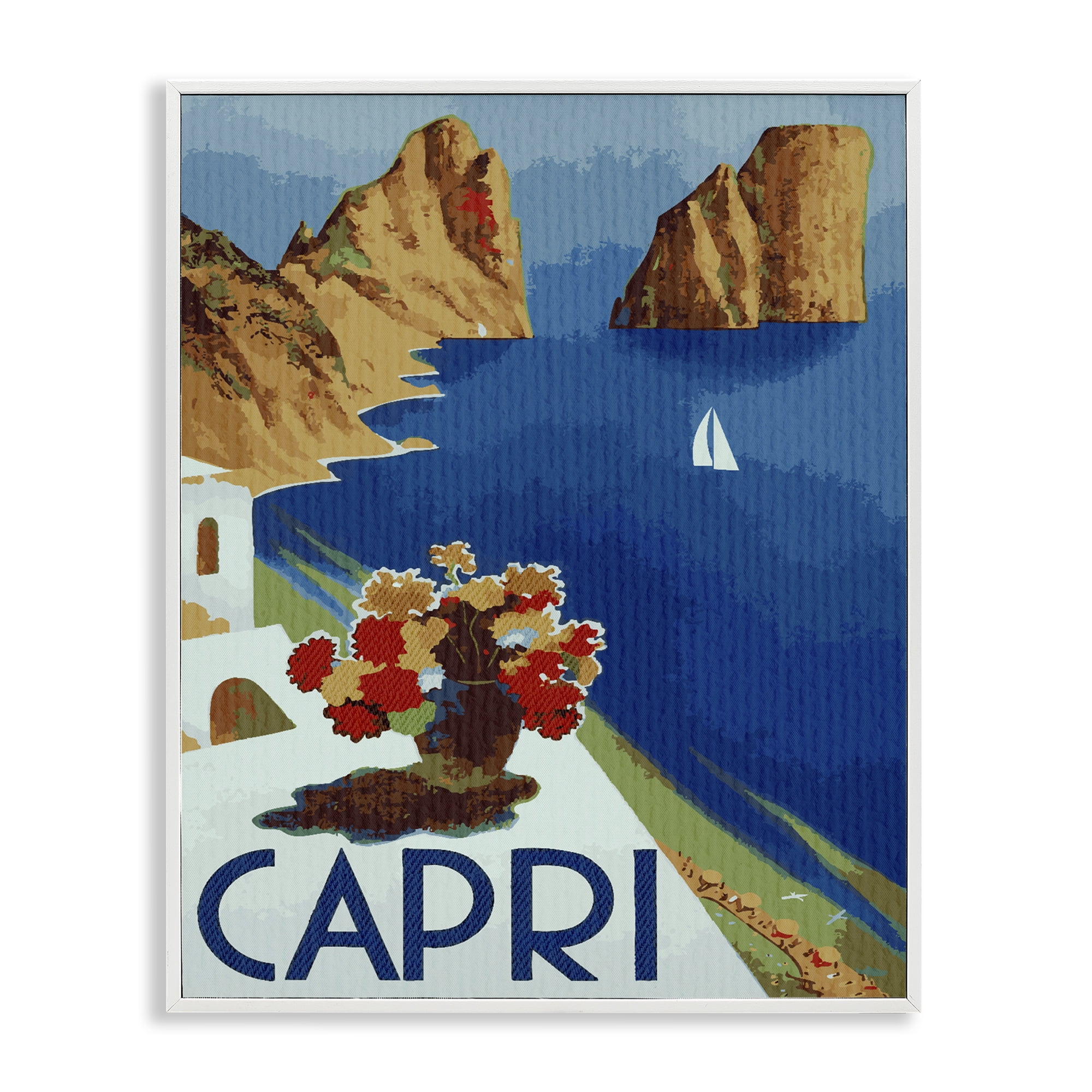 Stupell Industries Capri Island Cliffs White Framed Giclee Art, design by Lil' Rue