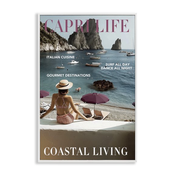 Stupell Industries Capri Life Travel White Framed Giclee Art design by Annabelle Hall, 24 x 16