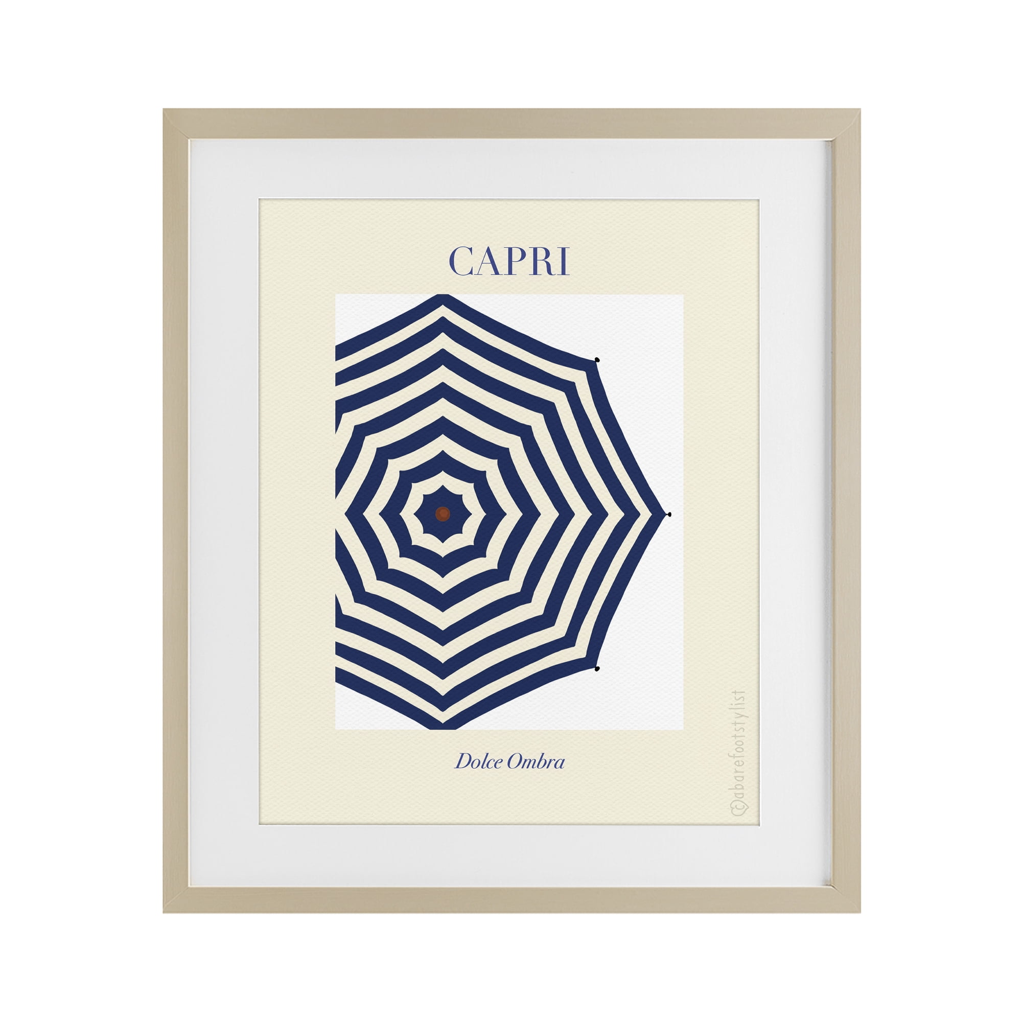 Stupell Industries Capri Striped Umbrella Birch Framed Print Under Glass, design by A Barefoot Stylist