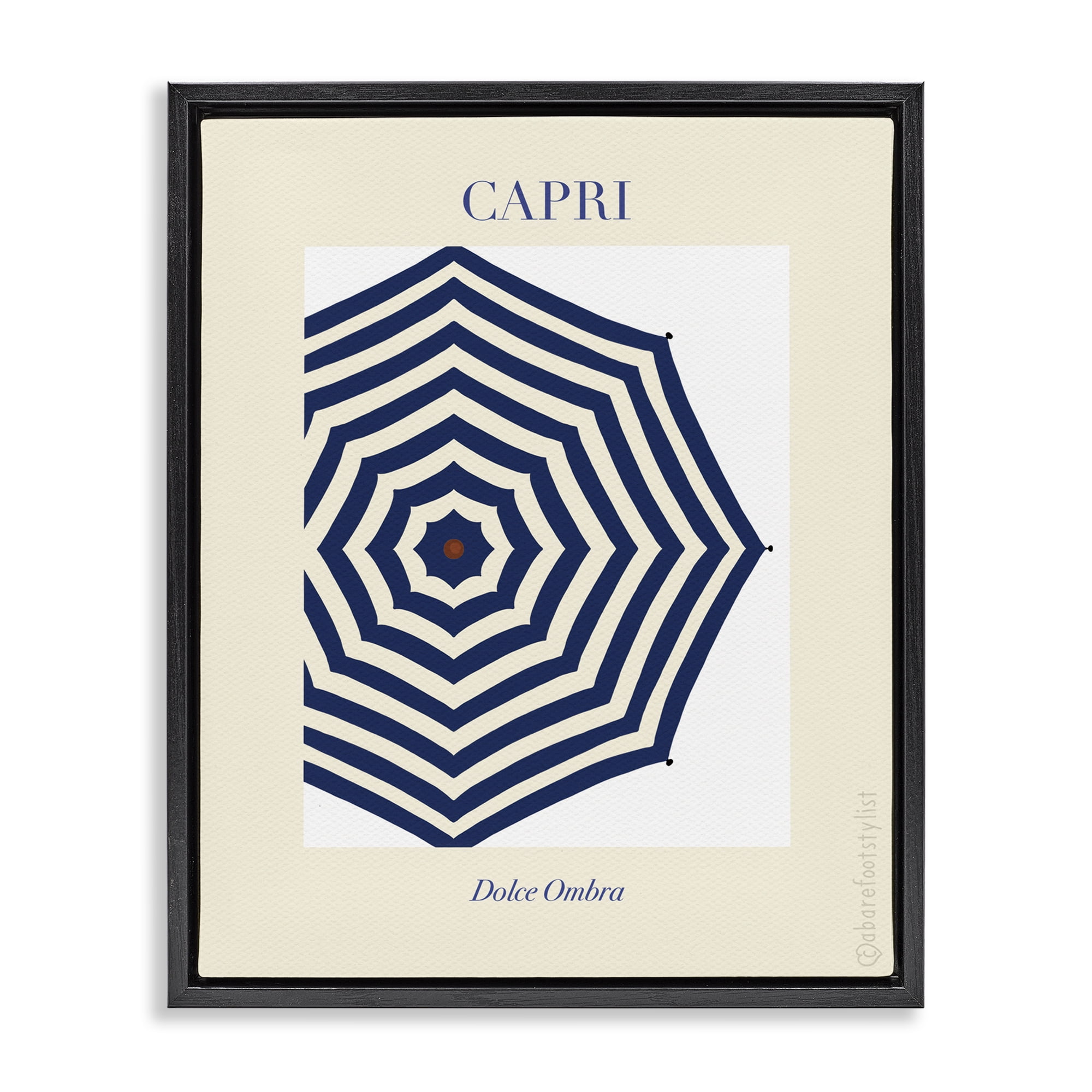 Stupell Industries Capri Striped Umbrella Black Framed Floater Canvas Wall Art, design by A Barefoot Stylist