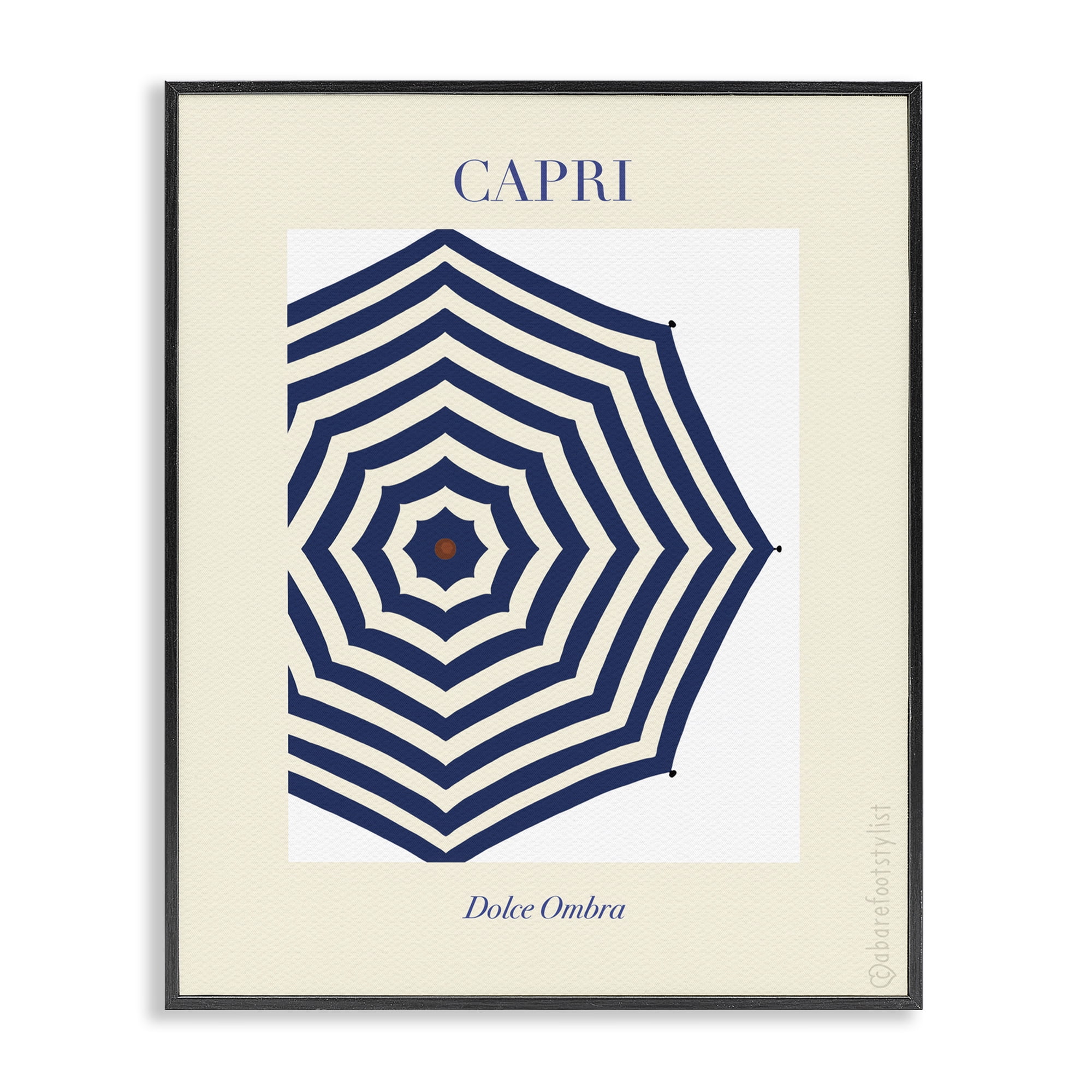 Stupell Industries Capri Striped Umbrella Black Framed Giclee Art, design by A Barefoot Stylist