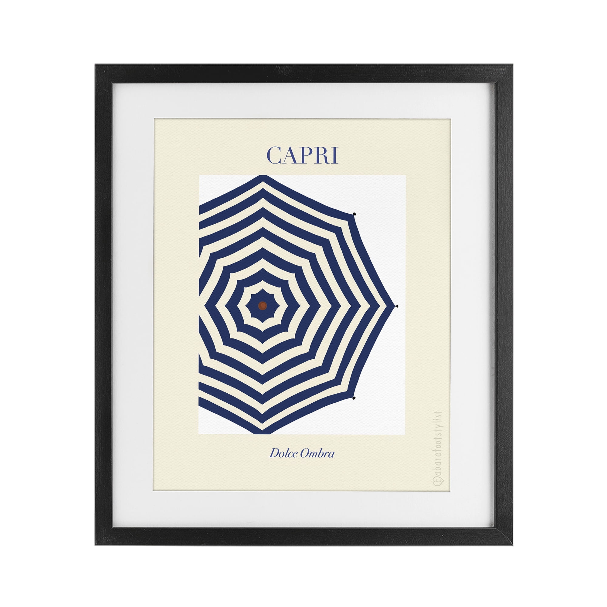 Stupell Industries Capri Striped Umbrella Black Framed Print Under Glass, design by A Barefoot Stylist