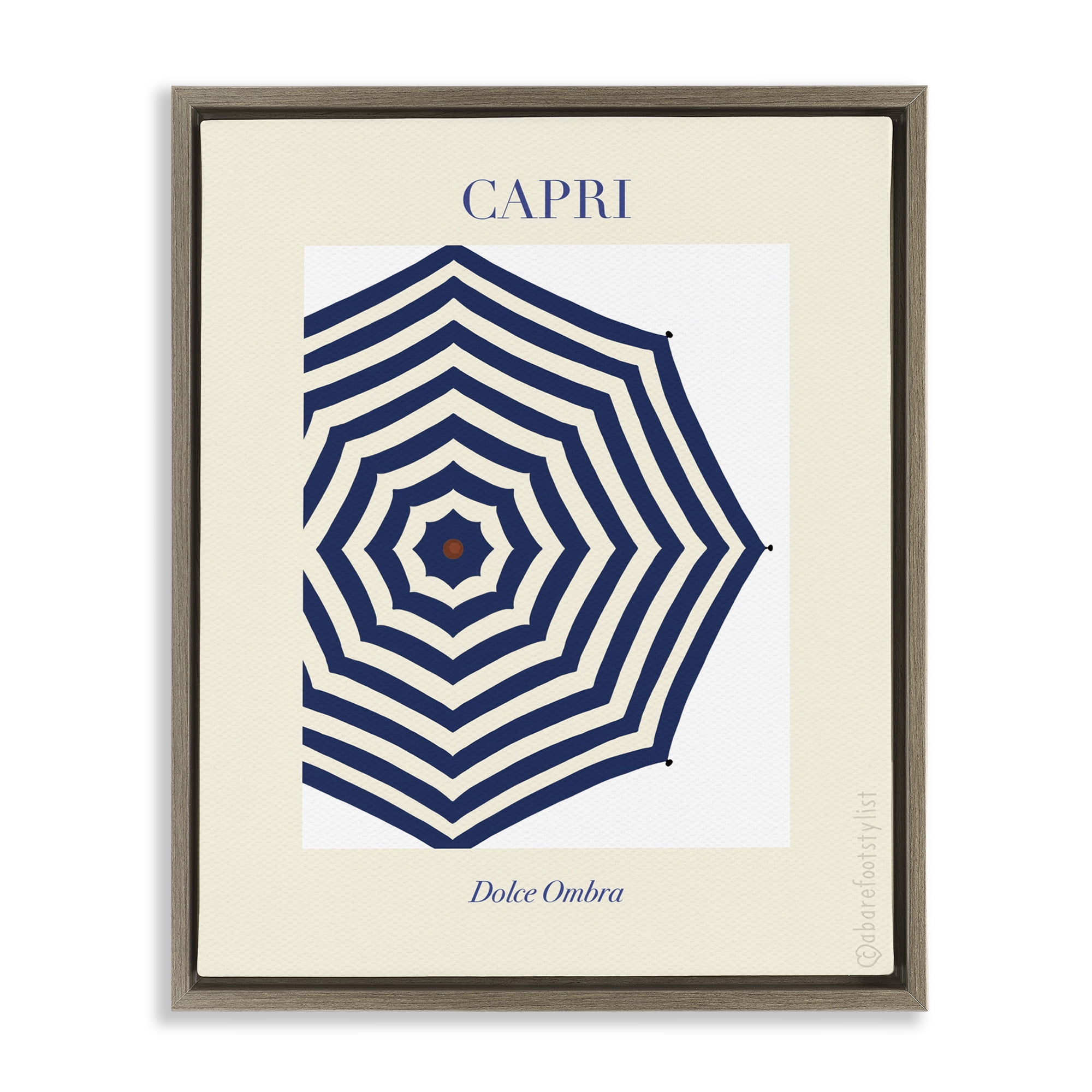 Stupell Industries Capri Striped Umbrella Brown Framed Floater Canvas Wall Art, design by A Barefoot Stylist