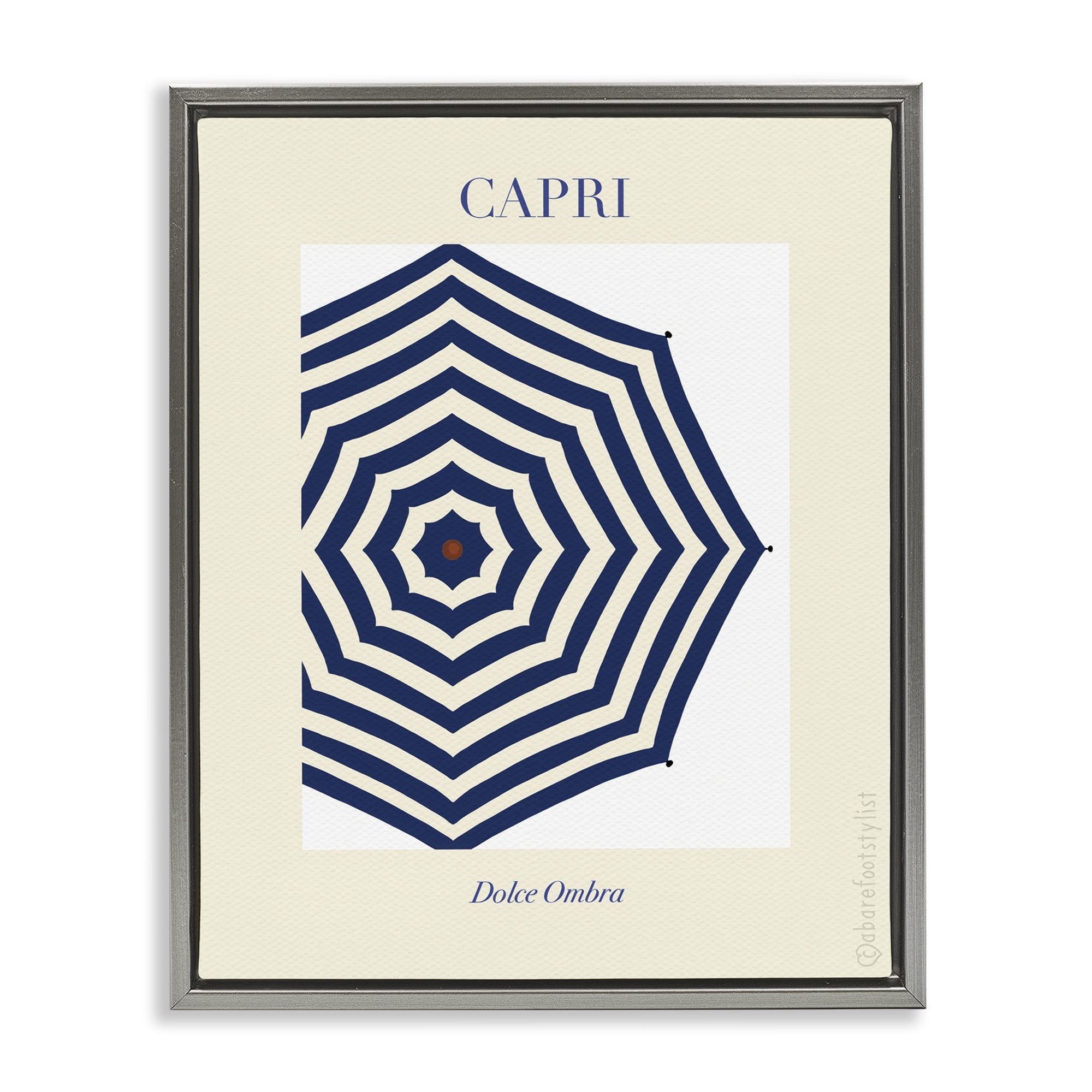 Stupell Industries Capri Striped Umbrella Gray Framed Floater Canvas Wall Art, design by A Barefoot Stylist