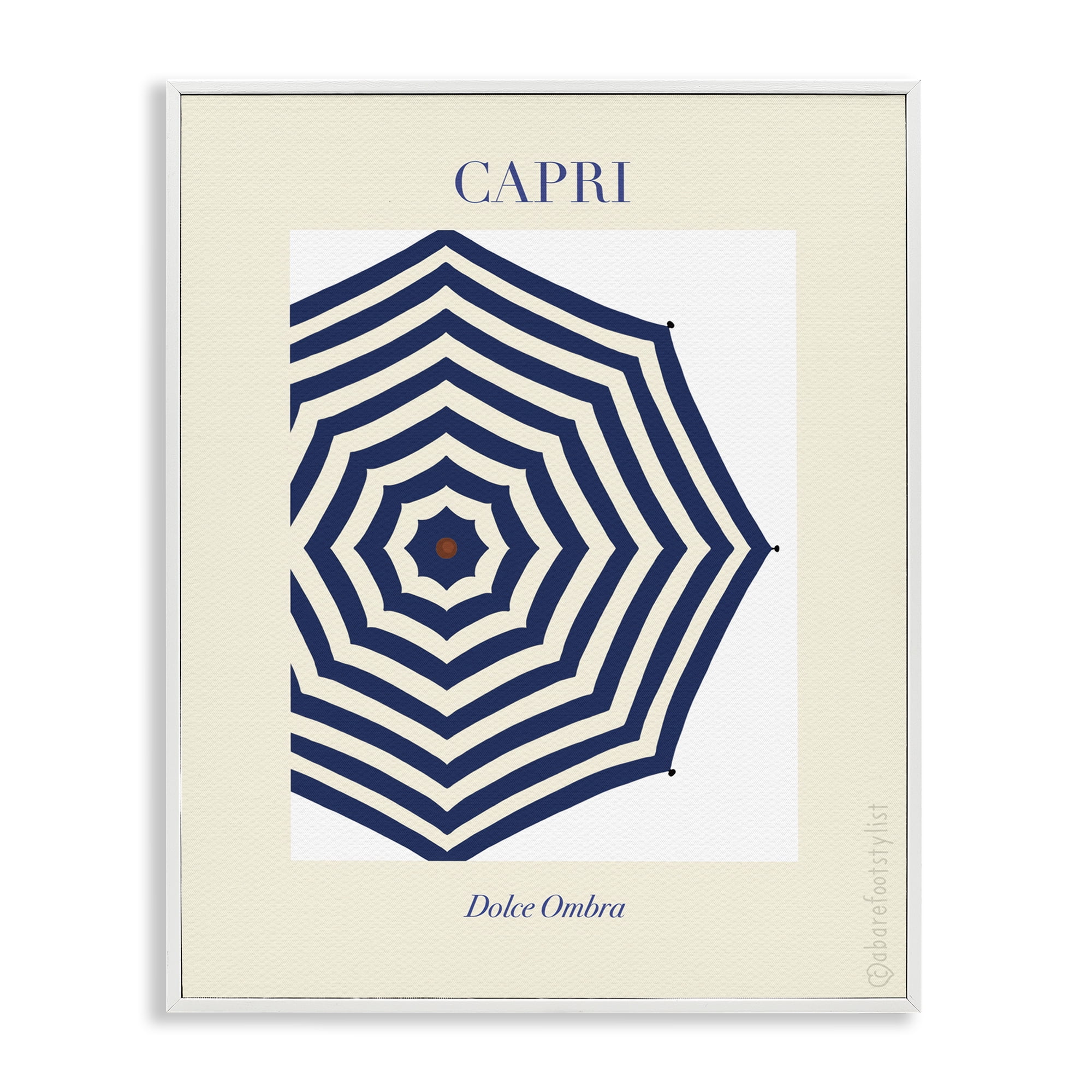Stupell Industries Capri Striped Umbrella White Framed Giclee Art, design by A Barefoot Stylist
