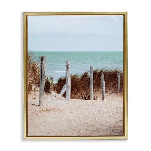Stupell Industries Capricious Dreams Beach Coast Gold Framed Floater Canvas Wall Art design by Marcus Prime, 21 x 17