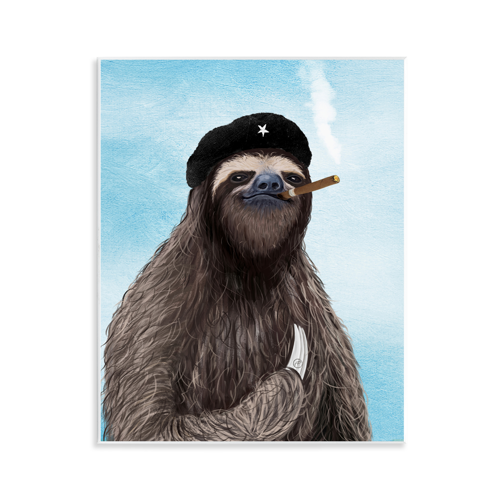 Stupell Industries Captain Sloth & Cigar Novelty & Humor Painting Unframed Art Print Wall Art, 11 x 14