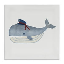 Stupell Industries Captain Whale with Hat Animals Painting Wrapped Canvas Art Print Wall Art, 17 x 17