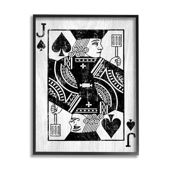 Stupell Industries Card Deck Jack Spade Symbol Graphic Art Black Framed Art Print Wall Art, Design by Lil' Rue