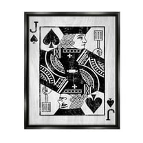 Stupell Industries Card Deck Jack Spade Symbol Graphic Art Jet Black Floating Framed Canvas Print Wall Art, Design by Lil' Rue