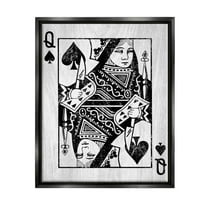 Stupell Industries Card Deck Queen Imagery Graphic Art Jet Black Floating Framed Canvas Print Wall Art, Design by Lil' Rue