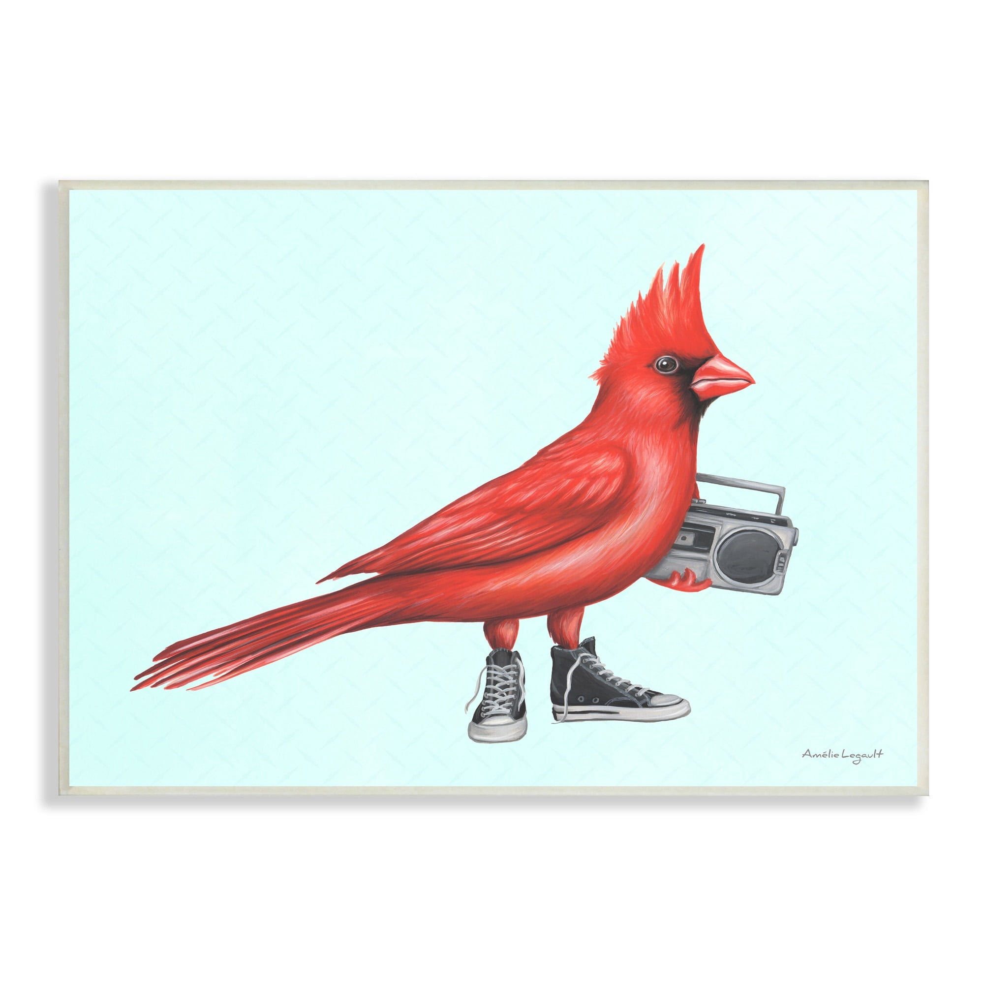 Stupell Industries Cardinal Bird Black Sneakers Retro Boombox Illustration Graphic Art Unframed Art Print Wall Art, Design by Amelie Legault