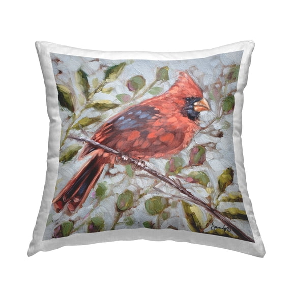 Stupell Industries Cardinal Bird Botanical Nature Printed Throw Pillow Design by Sara G. Designs