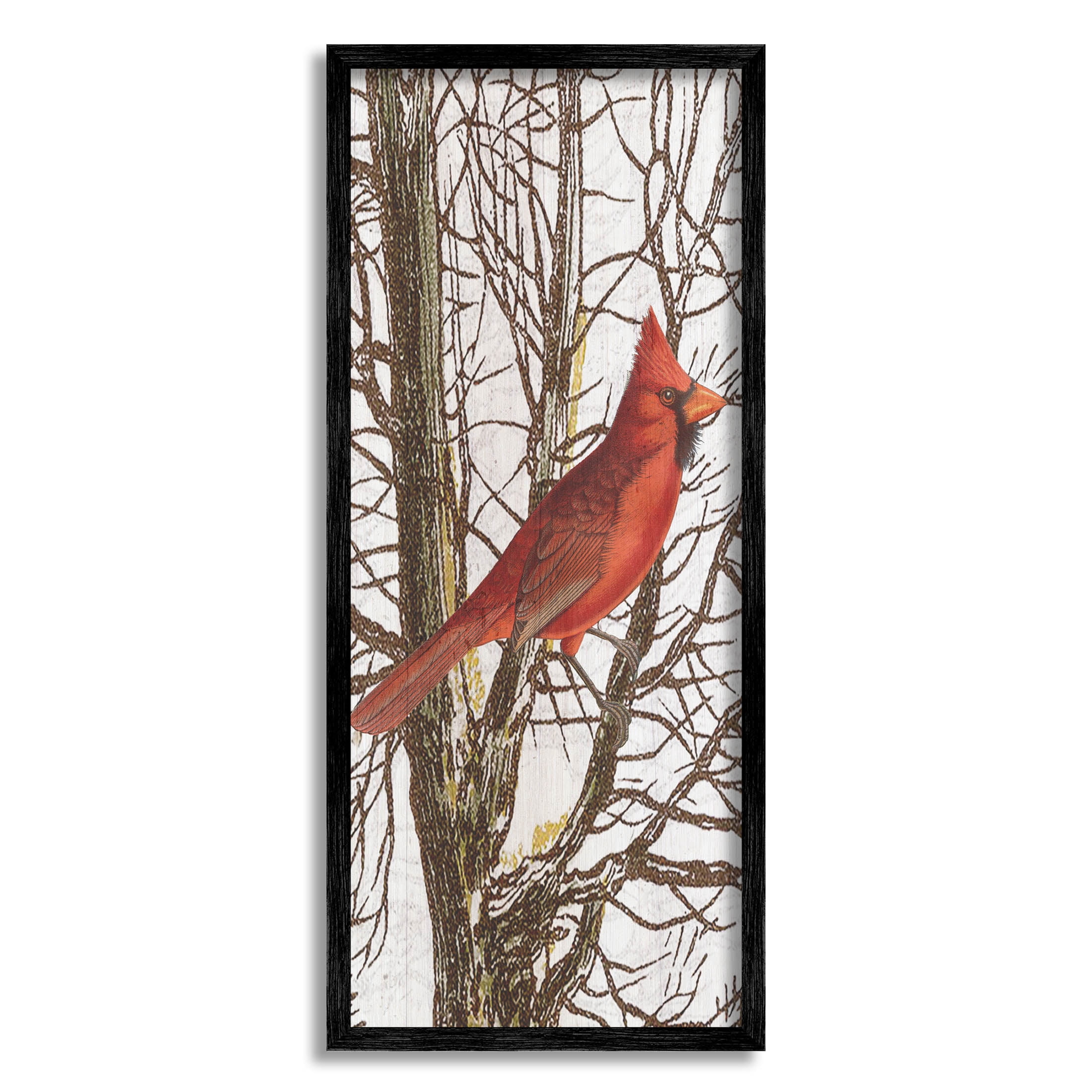 Stupell Industries Cardinal Bird Perched Trees Graphic Art Black Framed Art Print Wall Art, Design by Lil' Rue